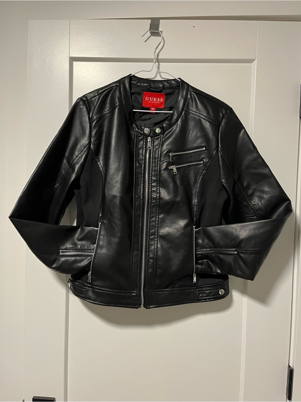 GUESS Women’s Black Faux Leather Biker Jacket - NWOT